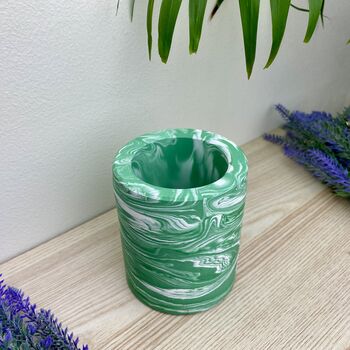 Emerald Green Marbled Pen Pot, 2 of 7