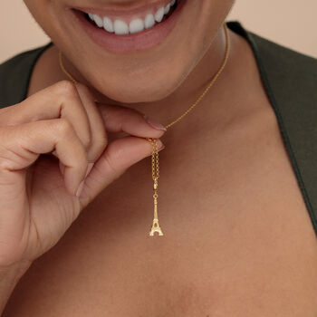 Eiffel Tower Charm Necklace, Sterling Silver Or Gold Plated, 3 of 10