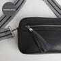 Florence Crossbody Bag In Black With Black Aztec Strap, thumbnail 2 of 3