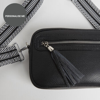 Florence Crossbody Bag In Black With Black Aztec Strap, 2 of 3