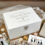 Personalised White Wooden Engraved Wedding Keepsake Memory Box, thumbnail 1 of 9