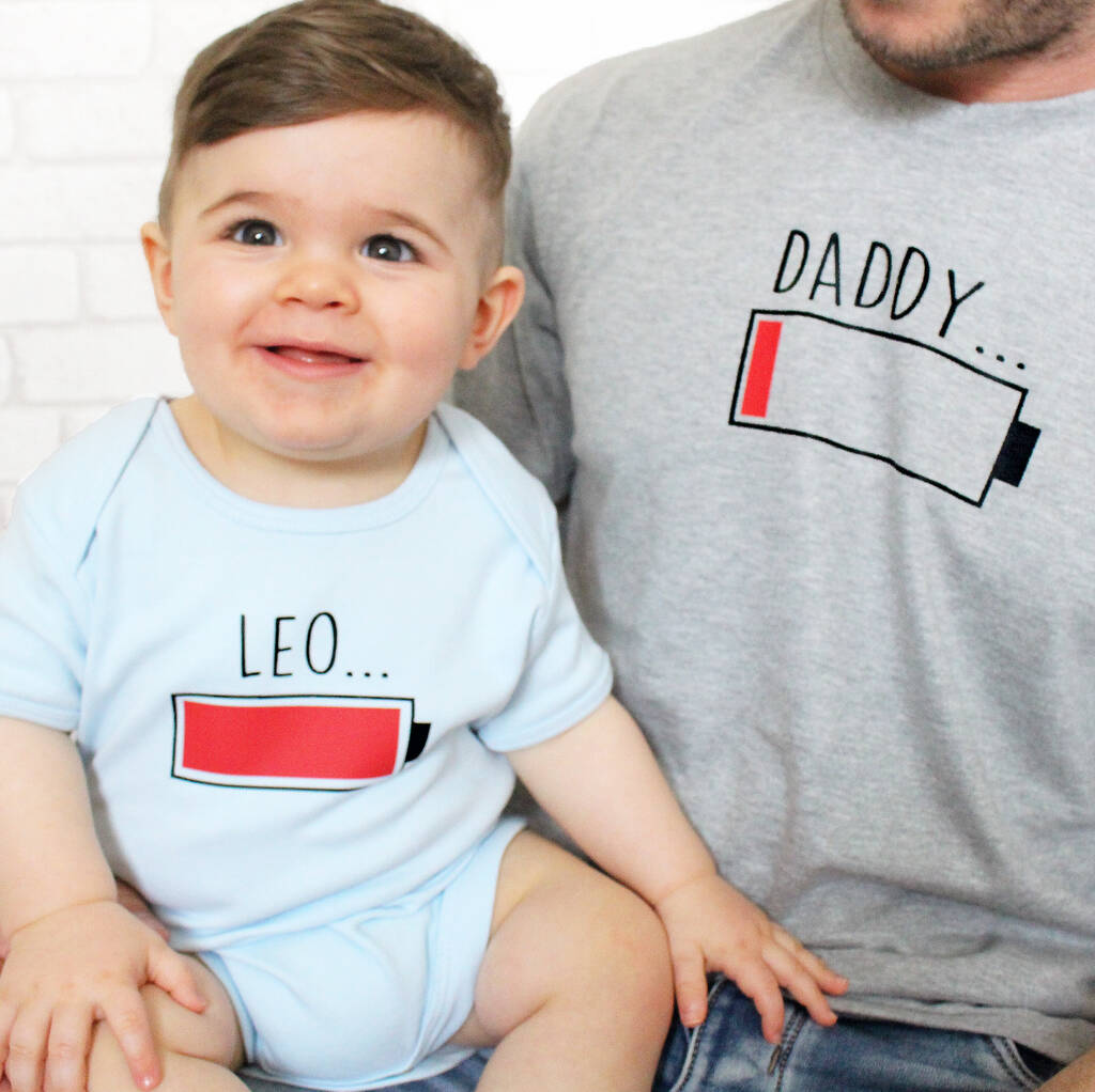 Daddy And Baby Recharge Battery T Shirt Set, 1 of 5