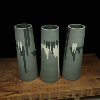 Set Of Three Charcoal Grey Stem Vases, 3 of 5