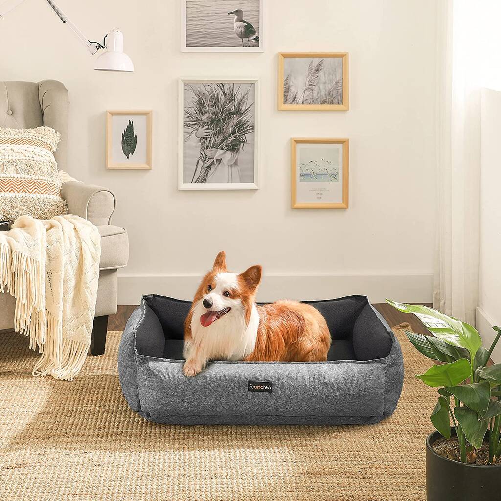 Grey Large Size Reversible Washable Dog Bed By Momentum