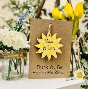 Personalised Teacher Thank You Wooden Sunshine Card, 4 of 9