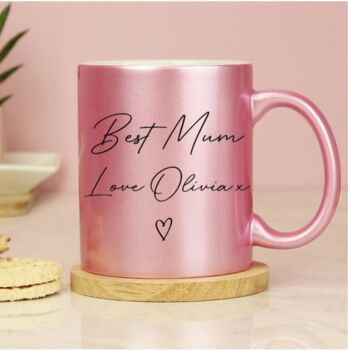 Personalised Mother's Day Pink Glitter Ceramic Mug, 2 of 12