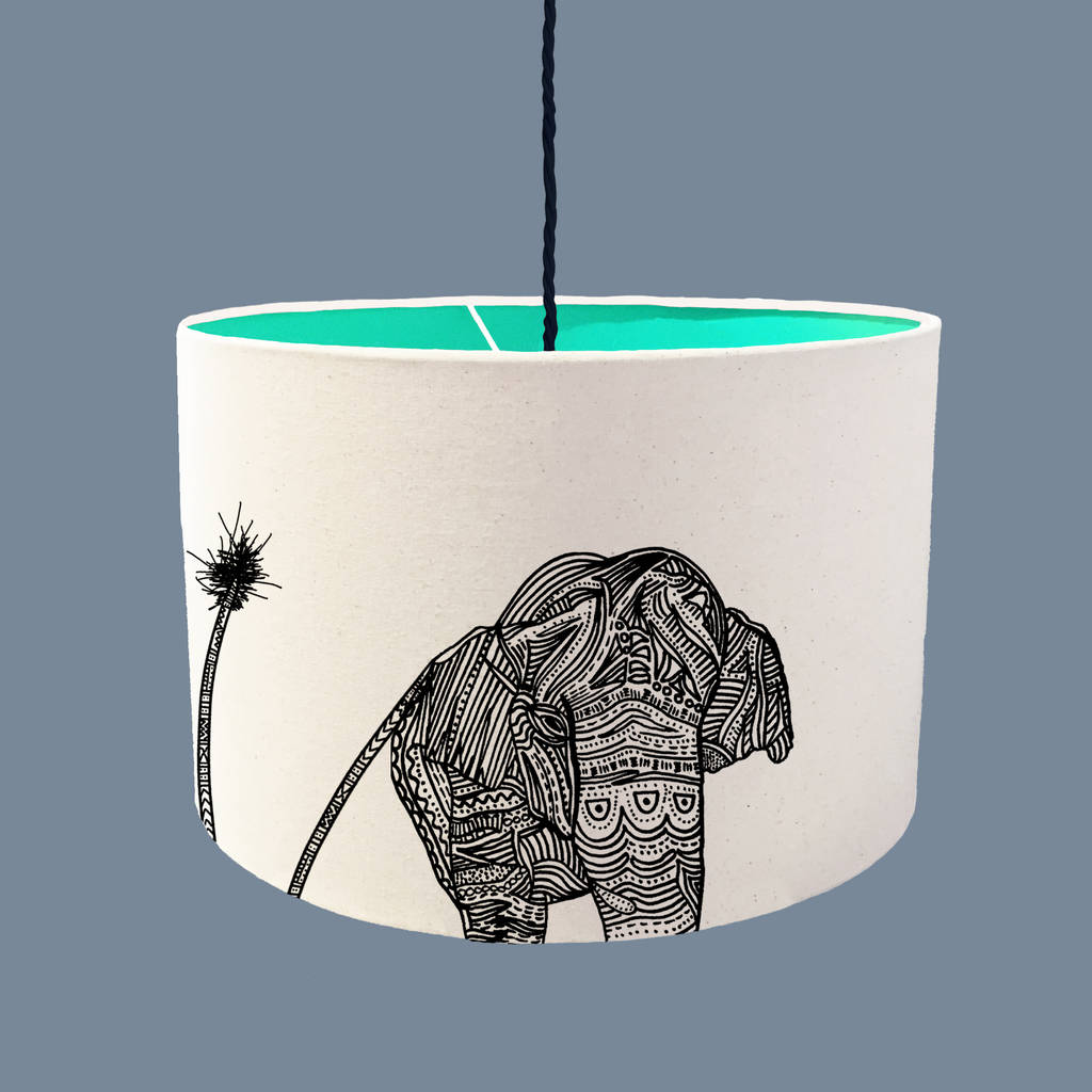 elephant lampshade with a range of colour linings by bymarie