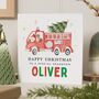 Personalised Fire Engine Christmas Card For Grandson, thumbnail 1 of 7