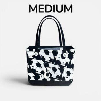 Soccer Girl’s Football Print Design Bag, Personalised Charm, 7 of 12