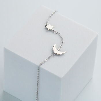 Sterling Silver Moon And Star Bracelet, 3 of 5