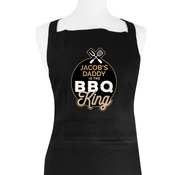 Personalised BBQ King Black 100% Cotton Apron, 3 of 3