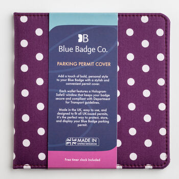 Blue Badge Parking Permit Wallet In Spotty Purple, 5 of 8