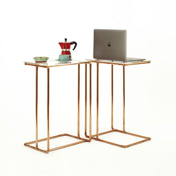 Handmade Side Table In Copper With Clear Acrylic Top, 2 of 9