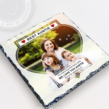 The World’s Best Auntie Personalised Photo Slate Gift For Family, 2 of 6