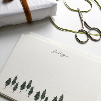 Pine Forest Personalised Winter Flat Notecard Set, 2 of 4