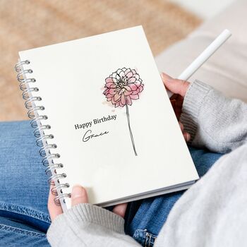 Personalised Birth Flower Birthday Journal Notebook, 3 of 4