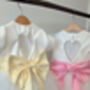 Cap Sleeve Flower Girl Tutu Dress With Heart Back And Large Satin Bow – Wedding And Special Occasion Dress For Girls, thumbnail 5 of 10