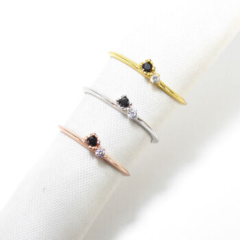 Double Stone Thin Ring, Rose Or Gold Vermeil 925 Silver, 2 of 7