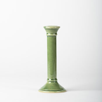 Handmade Jade Green Ceramic Tall Taper Candlestick, 2 of 3