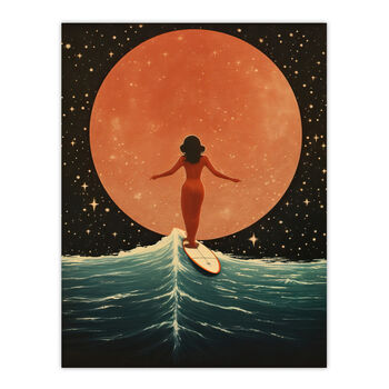 Surfing Through Time And Space Peachy Wall Art Print, 6 of 6