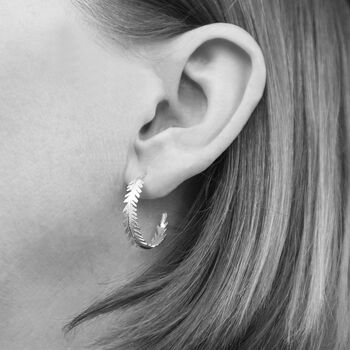 Fern Silver Hoop Earrings, 4 of 6