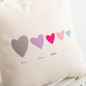 Personalised Family Of Hearts Cushion, 5 of 7