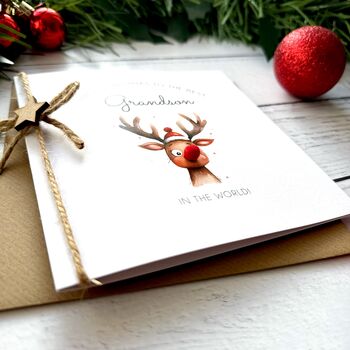 Red Nose Reindeer Christmas Card, 3 of 4