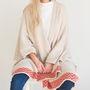 Oatmeal Knitted Lambswool Blanket Cardigan, thumbnail 1 of 9