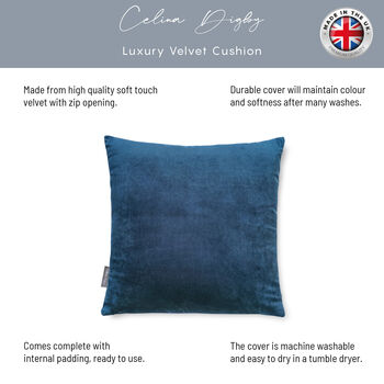 Luxury Super Soft Velvet Cushion Pacific Blue, 4 of 8