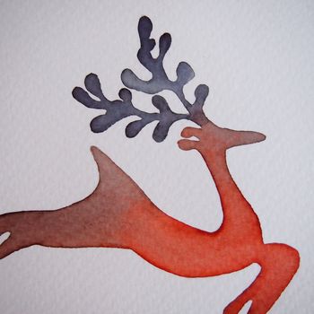 Handmade Watercolour Reindeer Christmas Card, 5 of 6