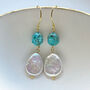 Large Freshwater, Gold Plated 925 Silver Drop Earrings, thumbnail 1 of 8