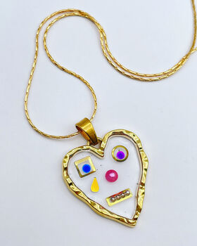 Cute Robots Heart Necklace Small Hand Made, 2 of 7