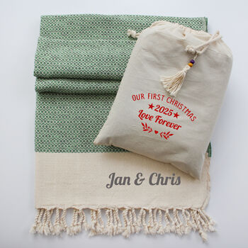 Personalised Cotton Throw, Christmas Gift For Mother, 2 of 10
