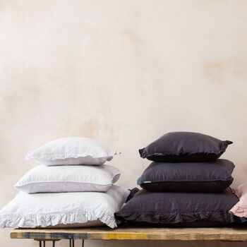 Oli Ruffle Linen Cushion Slate Grey, 2 of 6