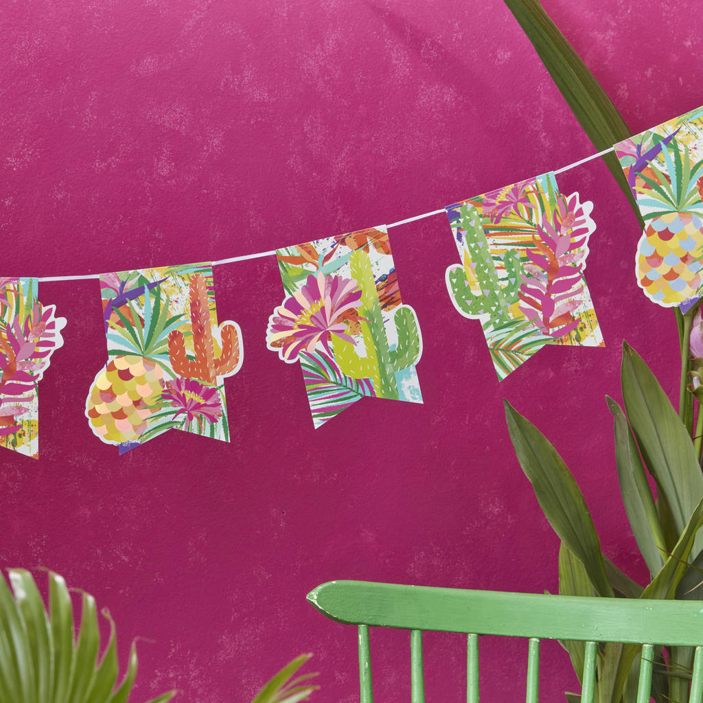 Tropical Iridescent Foiled Cactus And Pineapple Bunting, 1 of 2