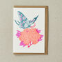 Teal Butterfly Risograph Greeting Card, thumbnail 1 of 3
