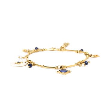 Stretch Gold Plated And Blue Bracelet, 2 of 3