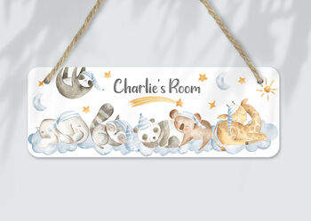 Personalised Sleepy Animals Door Sign, Nursery Room Decor, 2 of 2