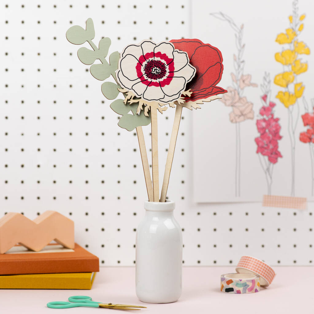 Wooden Poppy Flower By Daphnerosa