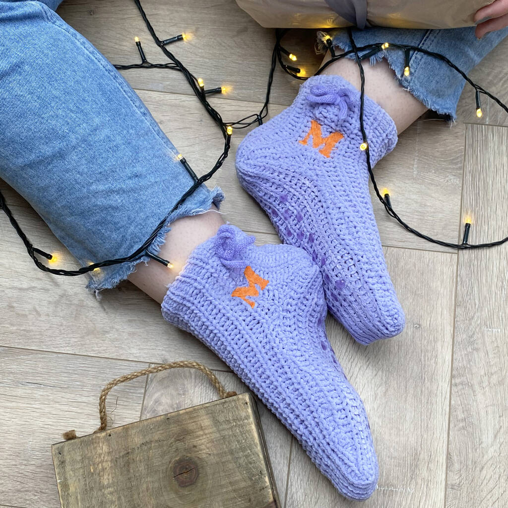 Embroidered Knitted Slipper Socks, 1 of 6