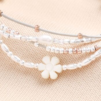 Silver And Rose Gold Daisy Multi Strand Bracelet, 2 of 2