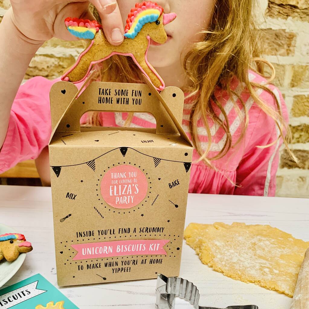 personalised unicorn biscuit baking party bag by craft & crumb