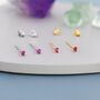 Sterling Silver Extra Tiny 2mm Ruby Pink Cz Stud Earrings, thumbnail 5 of 12