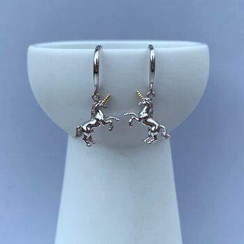 Sterling Silver Unicorn Earrings, 2 of 2