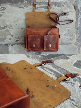 Personalised Handmade Leather Laptop Bag / Gift For Him, 7 of 12