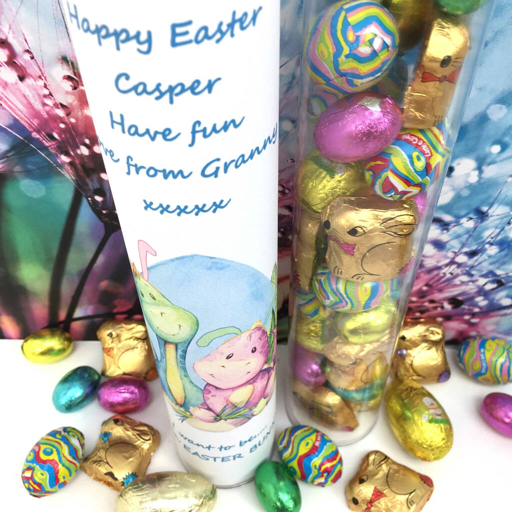 Personalised Dinosaur Bunny Easter Chocolate Gift By Cocoapod