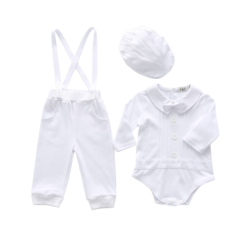Baby Boy's Baptism Christening 5pc White Suit Set, 1 of 7