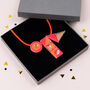 Neon Pink And Orange Geometric Statement Necklace Gift, thumbnail 2 of 4