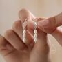 Oval Pearl Trio Drop Hook Earrings In Sterling Silver, thumbnail 6 of 11