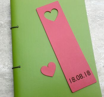 Personalised Heart Leather Bookmark Anniversary Gift, 8 of 11